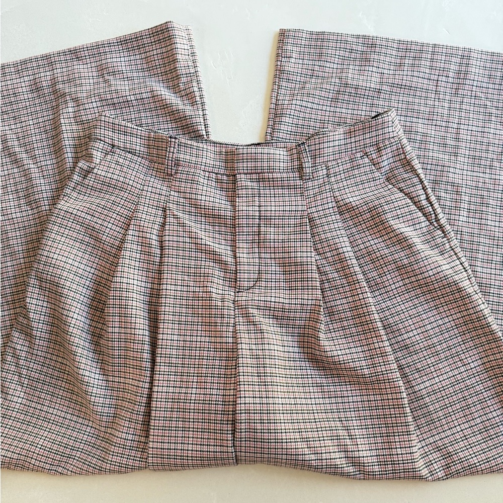 Anthropologie x Maeve The Avery Houndstooth Pleated Wide Leg Trousers 14P